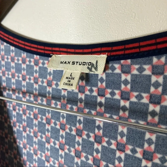 Max Studio L Geometric Wrap Front Midi Dress Boho Classic Transitional Bohemian - Picture 13 of 16